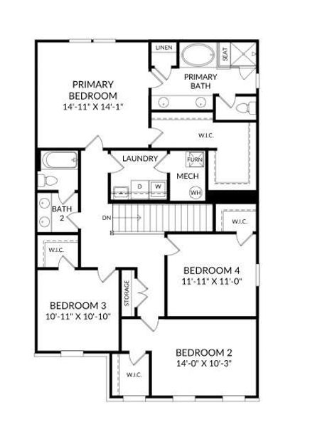 2D floor plan layout of this home in Rhodes Glen, Lawrenceville, GA (Image 4).