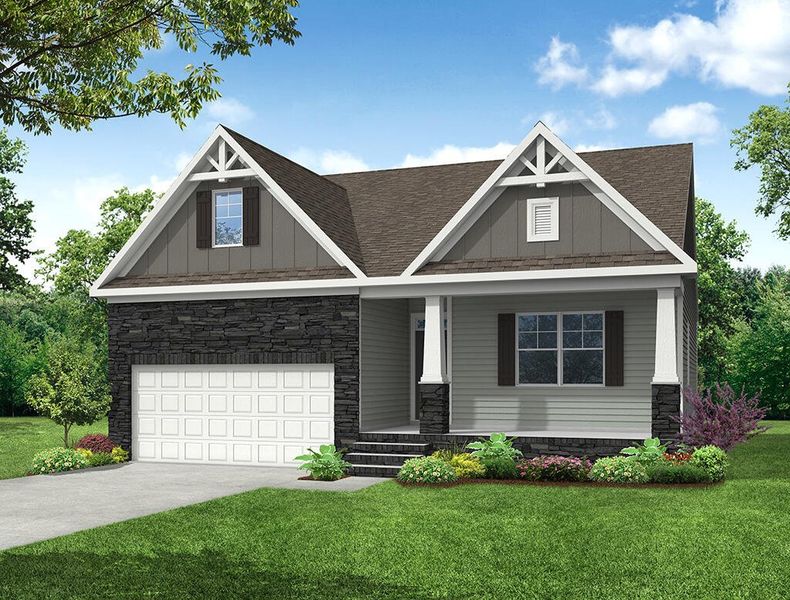Representative exterior photo of a completed home built from the Stanley by Eastwood Homes in Waterford Commons, Rock Hill, SC (Image 6).