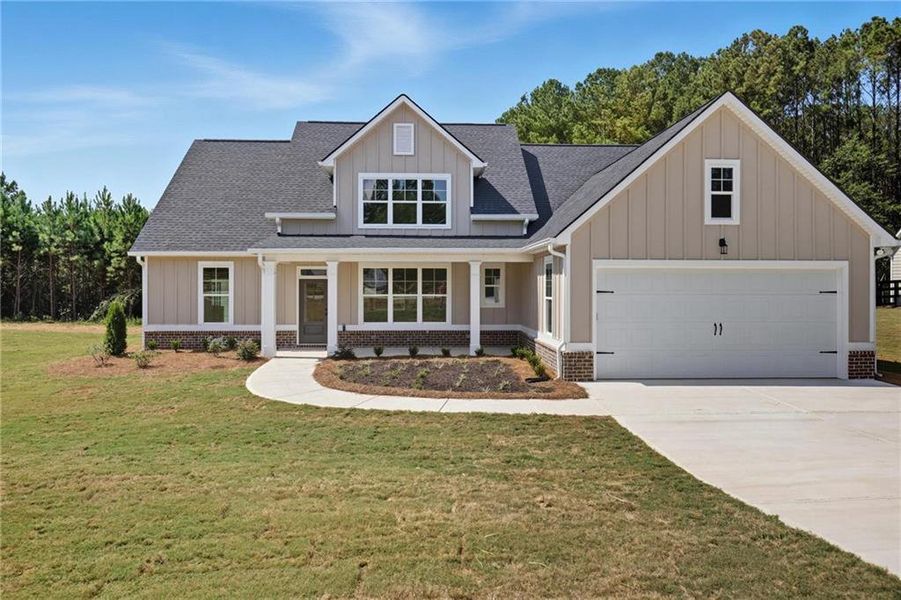 Front exterior of a new home in , Hiram, GA, highlighting curb appeal (Image 2).