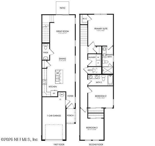 2D floor plan layout of this home in The District at Oakleaf - The Commons, Middleburg, FL (Image 5).