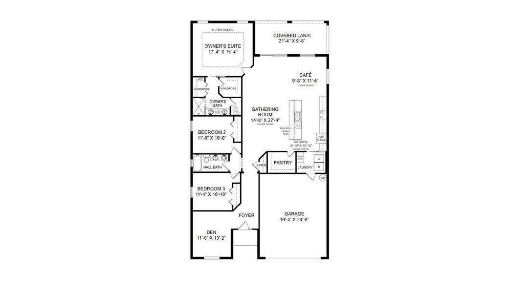 2D floor plan layout for the Serendipity by Highland Homes of Florida in Myrtlebrook Preserve, Lakeland, FL (Image 3).