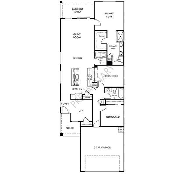2D floor plan layout for the Meadow by Meritage Homes in Sonora at Entrada del Pueblo, Sahuarita, AZ (Image 3).