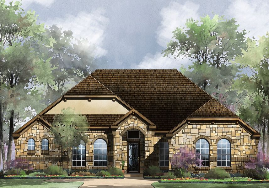 Calais Floor Plan in Highland Estates, San Antonio | Sitterle Homes Elevation B Calais Floor Plan in Highland Estates, San Antonio | Sitterle Homes Elevation B