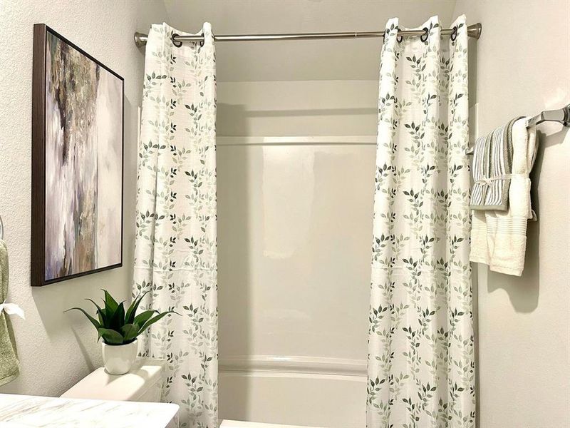 bath combination with curtain and vanity