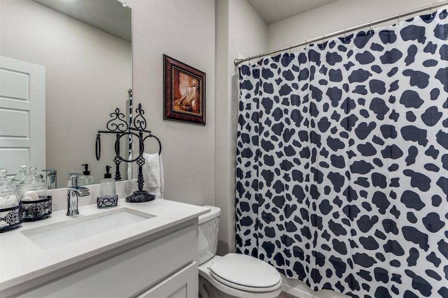 Bathroom with vanity and toilet