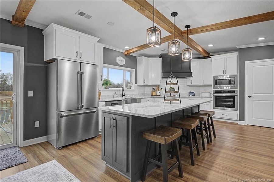 Open kitchen with large island