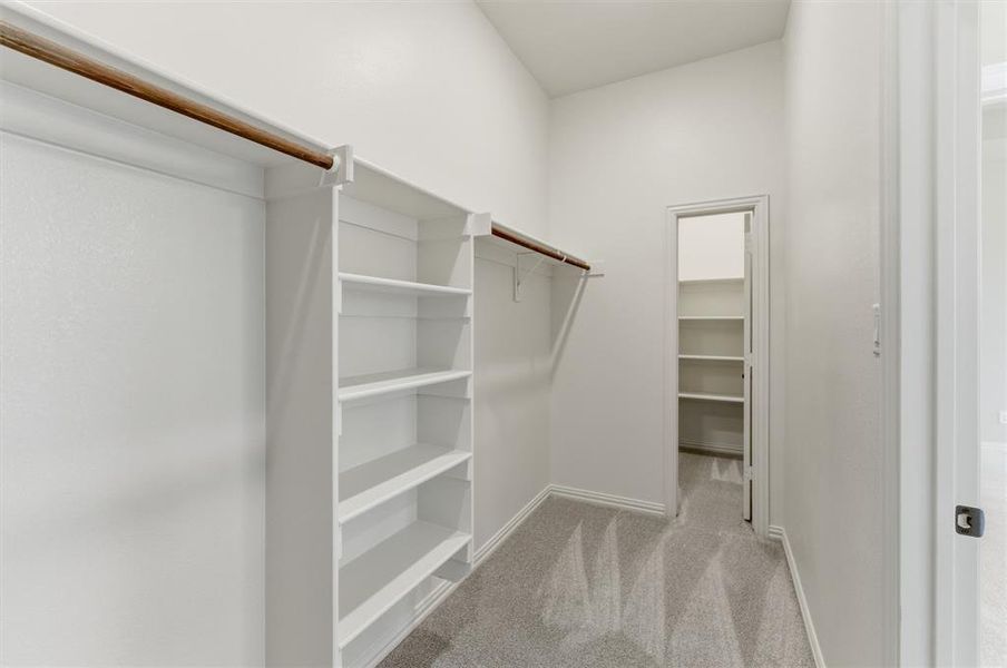 Walk in closet with light colored carpet Walk in closet with light colored carpet