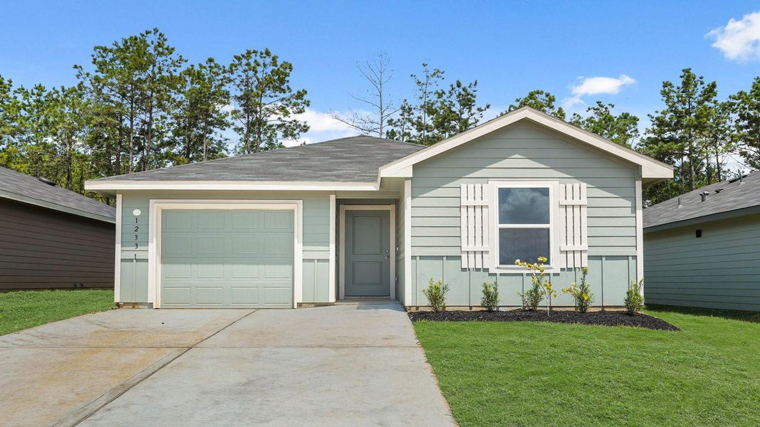 Front exterior of a new home in McCrorey Trails, Conroe, TX, highlighting curb appeal (Image 2). Front exterior of a new home in McCrorey Trails, Conroe, TX, highlighting curb appeal (Image 2).