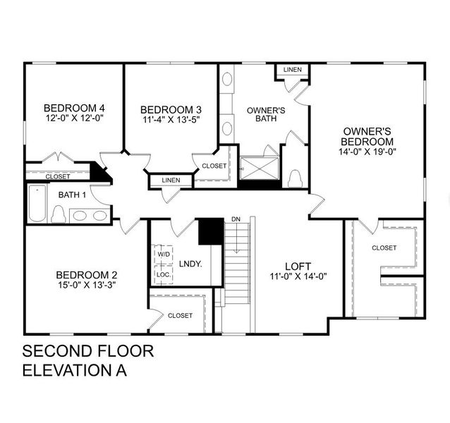 2D floor plan layout for the Saint Lawrence by Ryan Homes in Eagles Crest, Jefferson, GA (Image 2).