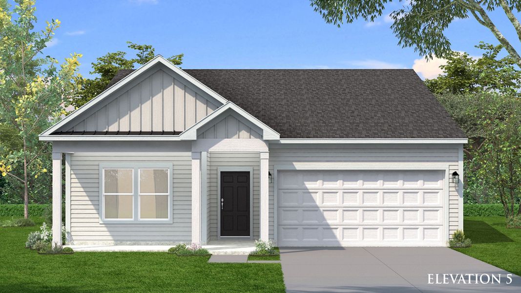Representative exterior photo of a completed home built from the Chelsea III by DRB Homes in Bluffs at Sun Colony, Longs, SC (Image 21).