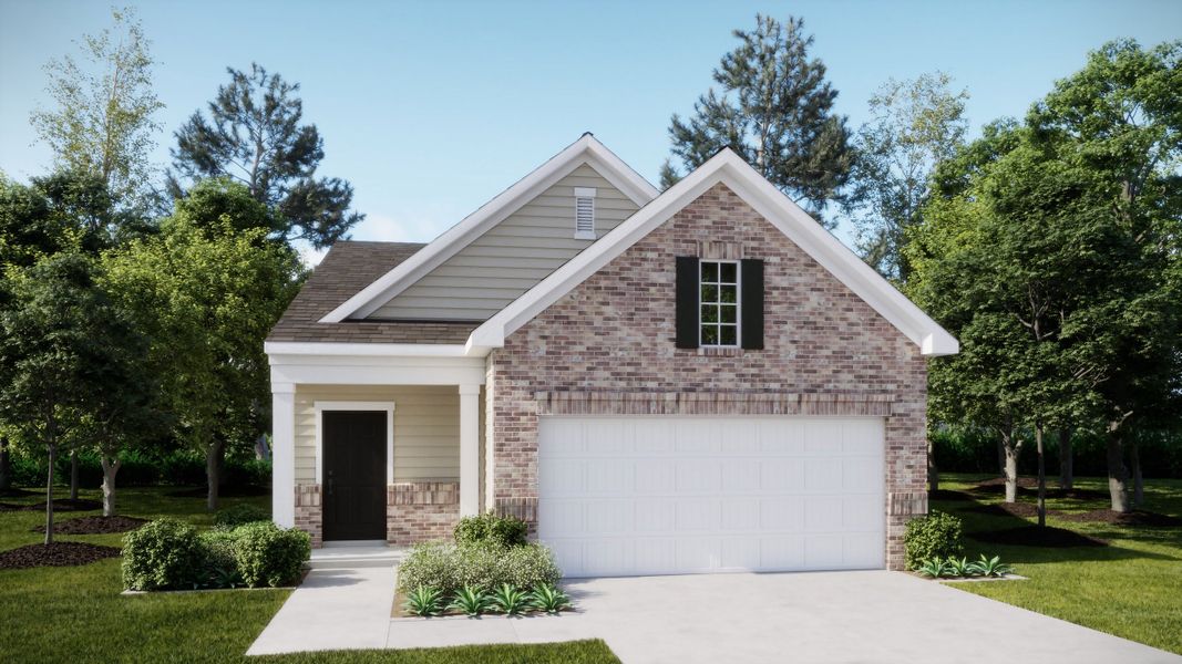 Front exterior of a new home in Villas of North Valley, Travelers Rest, SC, highlighting curb appeal (Image 1). Front exterior of a new home in Villas of North Valley, Travelers Rest, SC, highlighting curb appeal (Image 1).