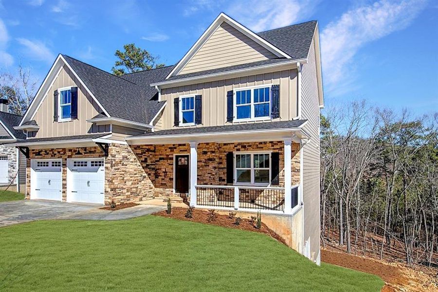Front exterior of a new home in , Cartersville, GA, highlighting curb appeal (Image 24). Front exterior of a new home in , Cartersville, GA, highlighting curb appeal (Image 24).