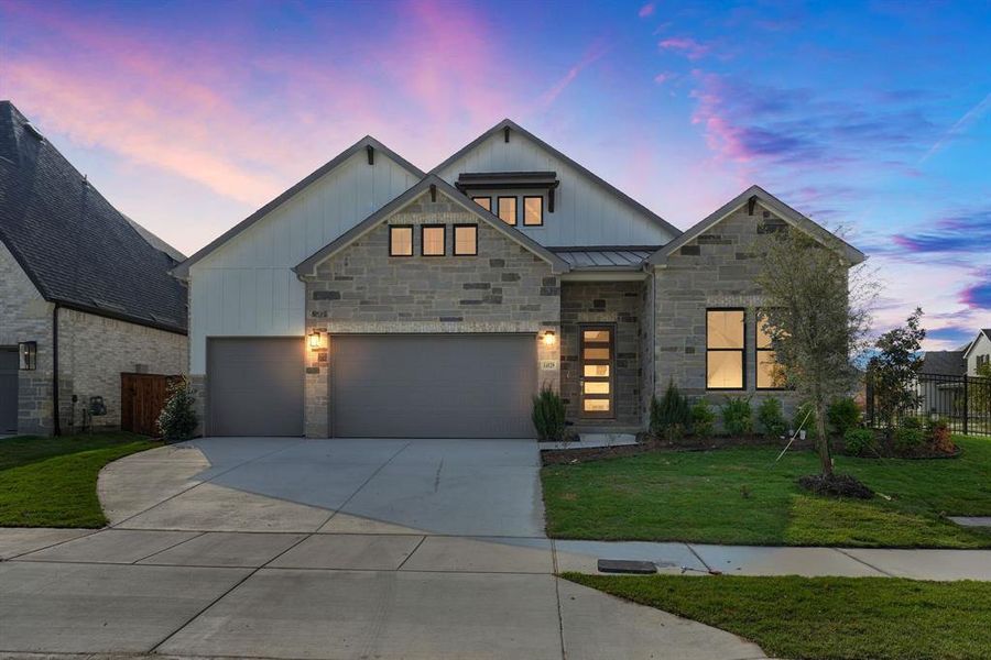 Front exterior of a new home in Walsh Ranch, Fort Worth, TX, highlighting curb appeal (Image 2).