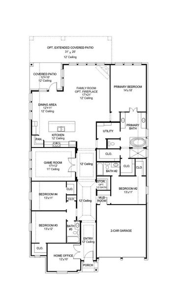 2D floor plan layout of this home in Meridiana 60', Manvel, TX (Image 2). 2D floor plan layout of this home in Meridiana 60', Manvel, TX (Image 2).