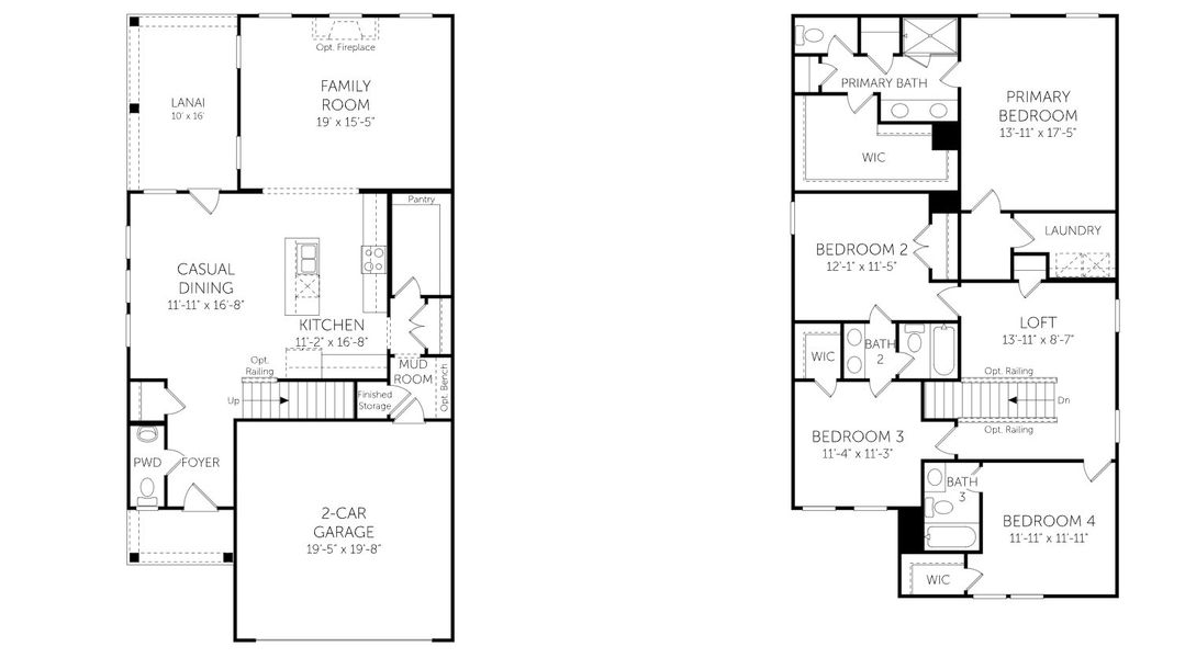 2D floor plan layout for the Winhaven - 19271 by Dream Finders Homes in Cypress Valley, Moncks Corner, SC (Image 3).