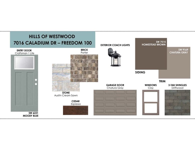 Sample of building materials used in homes in Hills of Westwood, Temple (Image 2). Sample of building materials used in homes in Hills of Westwood, Temple (Image 2).