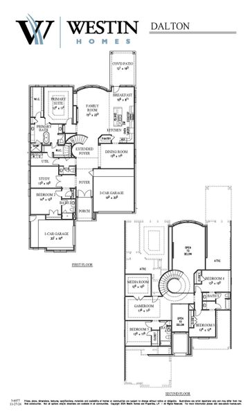 2D floor plan layout for the The Dalton by Westin Homes in Meridiana, Manvel, TX (Image 4).