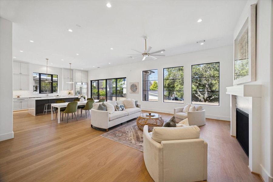 Picturesque living room - filled with natural light and European white oak flooring.