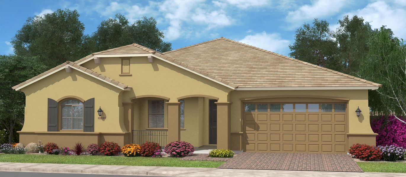 Representative exterior photo of a completed home built from the Duncan's Point by Fulton Homes in Sonoma Coast, San Tan Valley, AZ (Image 4). Representative exterior photo of a completed home built from the Duncan's Point by Fulton Homes in Sonoma Coast, San Tan Valley, AZ (Image 4).