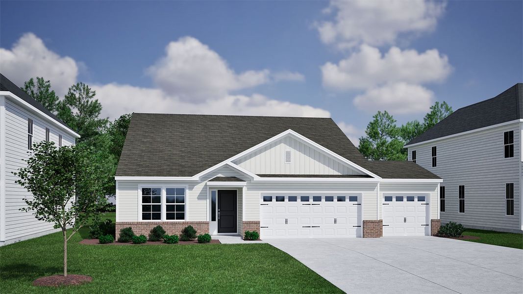 Representative exterior photo of a completed home built from the Bleckley - Genesis Value Collection by Mungo Homes in Garden Grove, Conway, SC (Image 3).