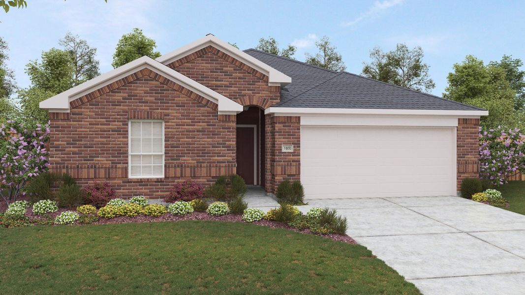 Front exterior of a new home in Opal Ranch, Kyle, TX, highlighting curb appeal (Image 4).