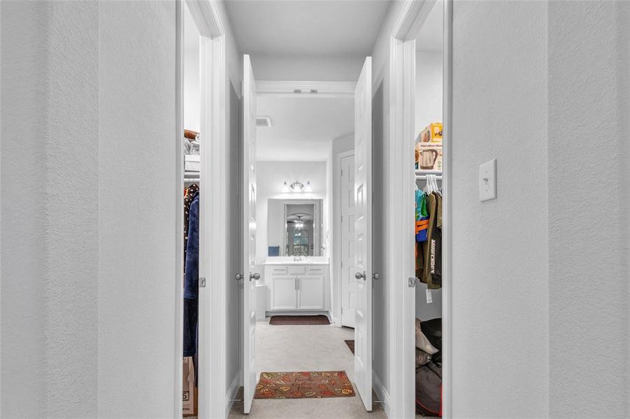 Hallway with a textured wall