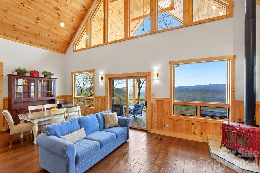 Engineered hardwood floor on main and upper levels.