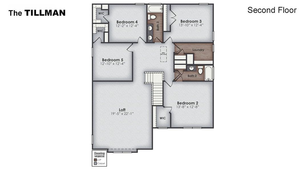2D floor plan layout of this home in Surfside Landing, Hubert, NC (Image 5).