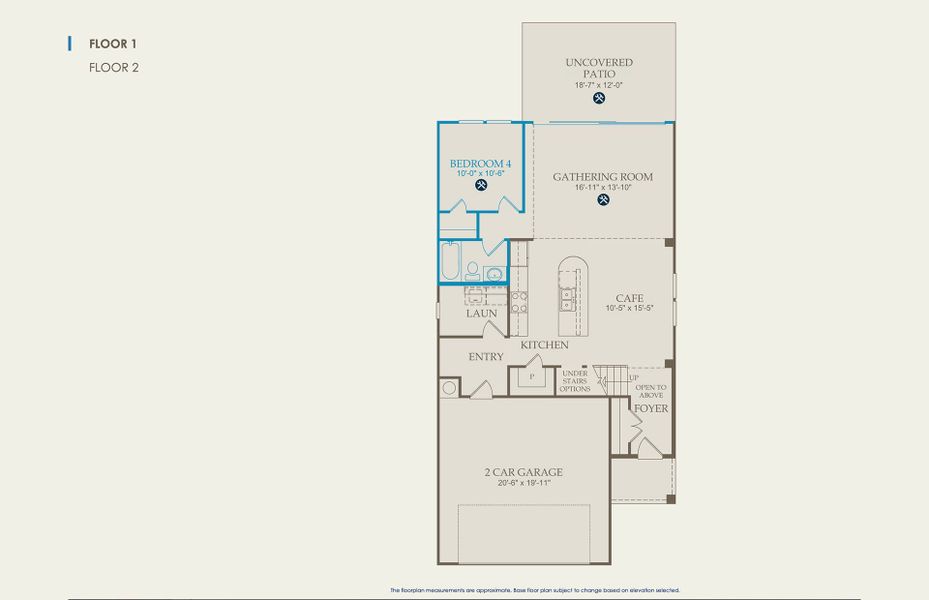 2D floor plan layout of this home in Wolf Ranch, Georgetown, TX (Image 3).