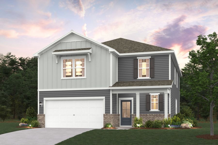 Front exterior of a new home in Canebrake at Hickory Hills, Old Hickory, TN, highlighting curb appeal (Image 1).