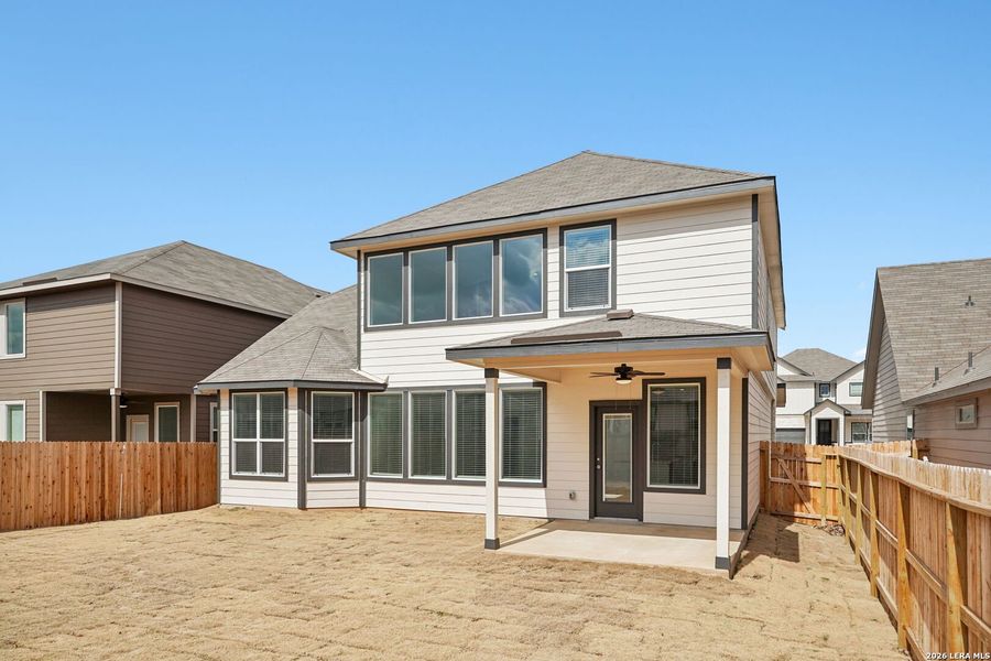 Exterior details and patio area of a home in Estancia Ranch - Classic Series, San Antonio (Image 28).