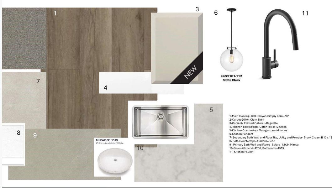 Sample of building materials used in homes in The Meadows at Imperial Oaks, Spring (Image 10).