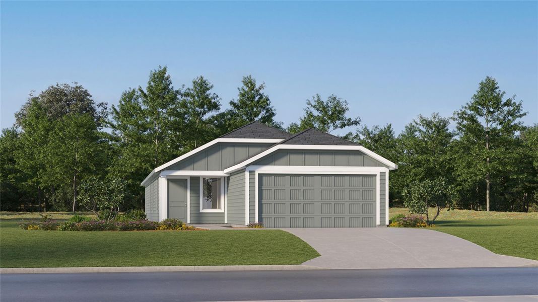 Front exterior of a new home in Firefly Pointe, Hutto, TX, highlighting curb appeal (Image 21).