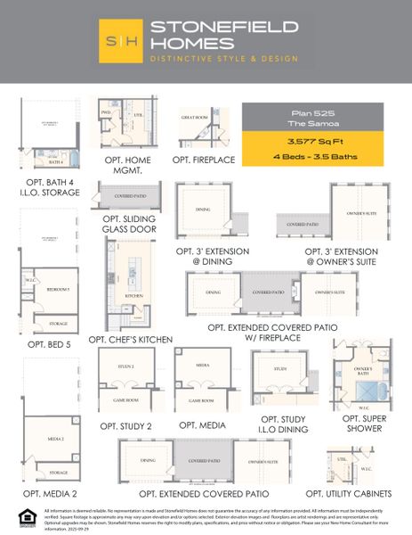 2D floor plan layout for the Samoa by Stonefield Homes in Rio Vista at Kelly Ranch, Aledo, TX (Image 4).
