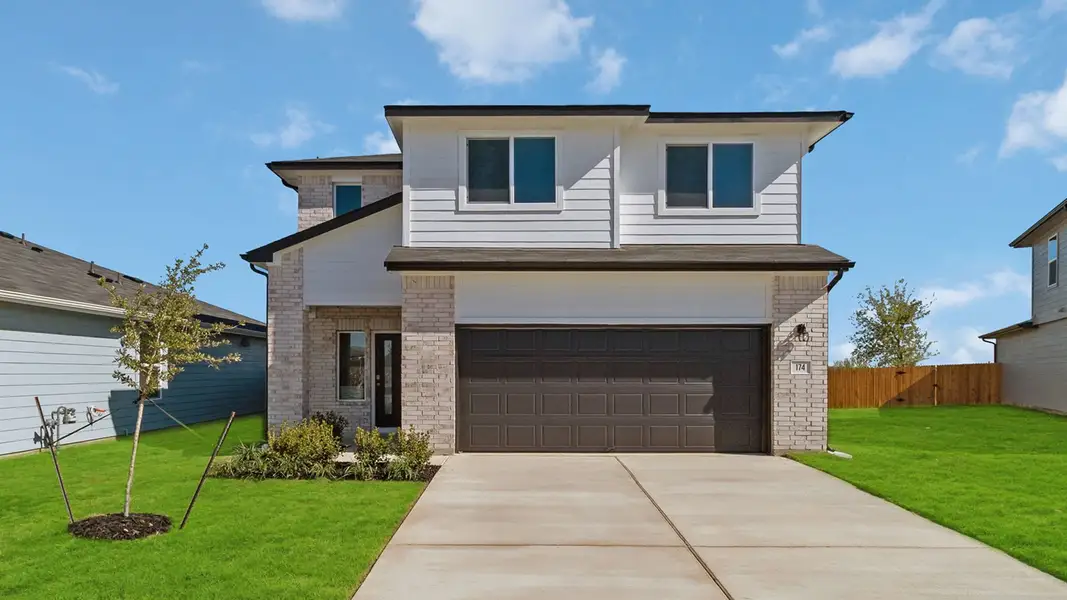 Representative exterior photo of a completed home built from the The Emma by D.R. Horton in Southgrove, Kyle, TX (Image 1).