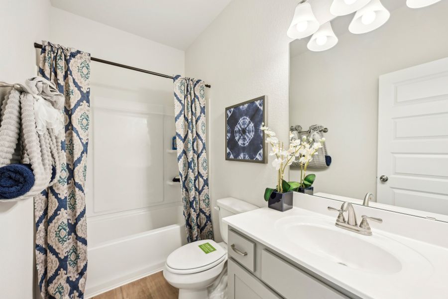 Hall Bath. Sample image for illustration; upgrades, options, and colors may vary.