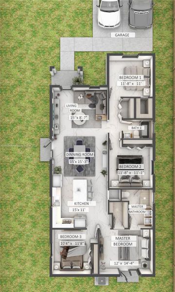 2D floor plan layout of this home in , Miami, FL (Image 3). 2D floor plan layout of this home in , Miami, FL (Image 3).