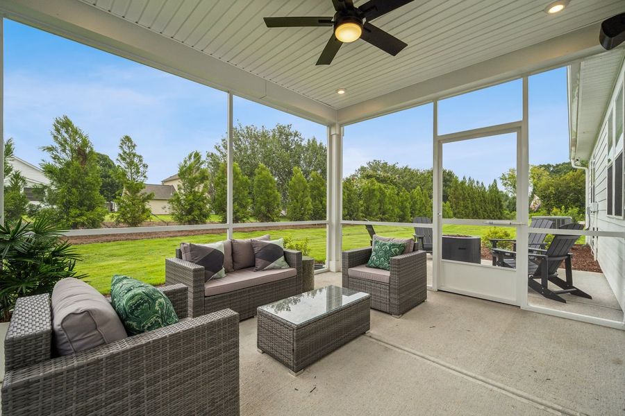 Exterior details and patio area of a home in The Beacon at Old Peachtree Single Family Homes, Lawrenceville (Image 90).