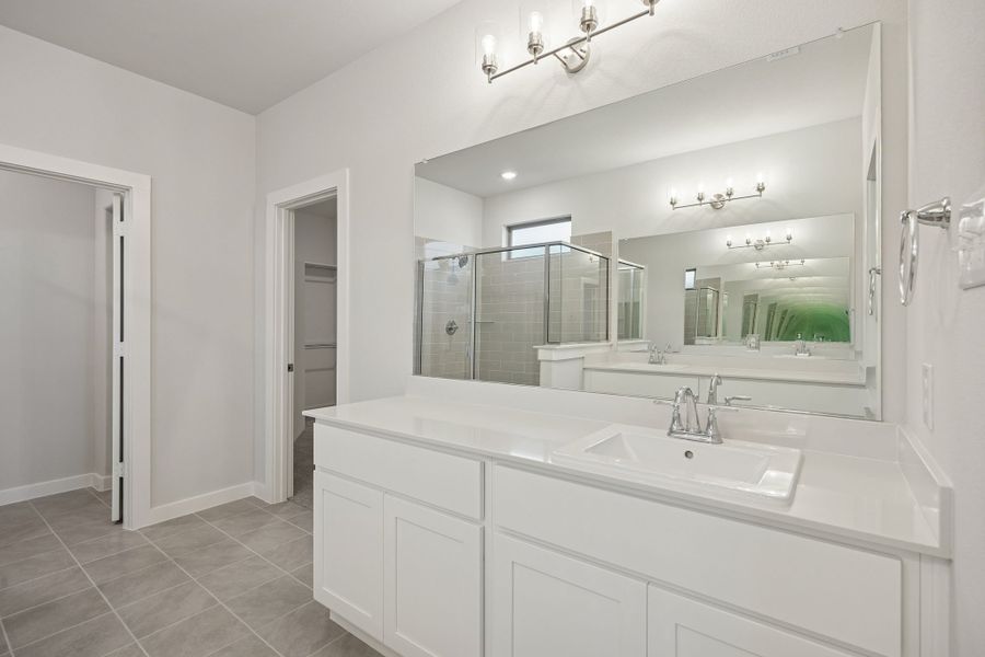 Primary Bathroom in the Wimbledon home plan by Trophy Signature Homes – REPRESENTATIVE PHOTO