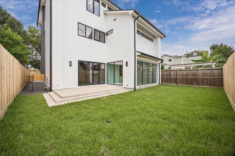 Abundant space for an outdoor kitchen and a lap pool. Abundant space for an outdoor kitchen and a lap pool.