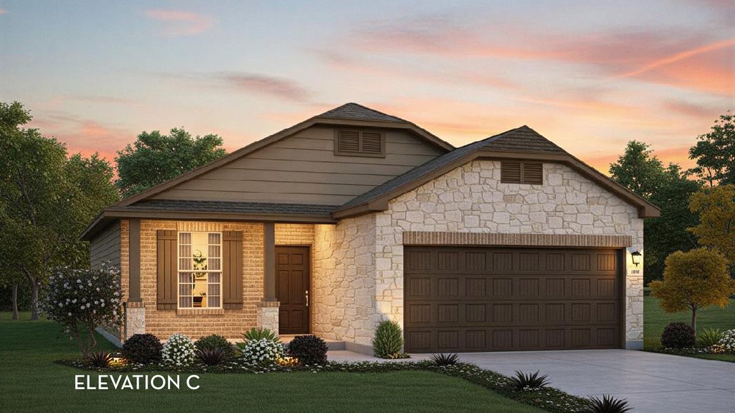 Representative exterior photo of a completed home built from the Leon by CastleRock Communities in Mesa Vista, San Antonio, TX (Image 5).