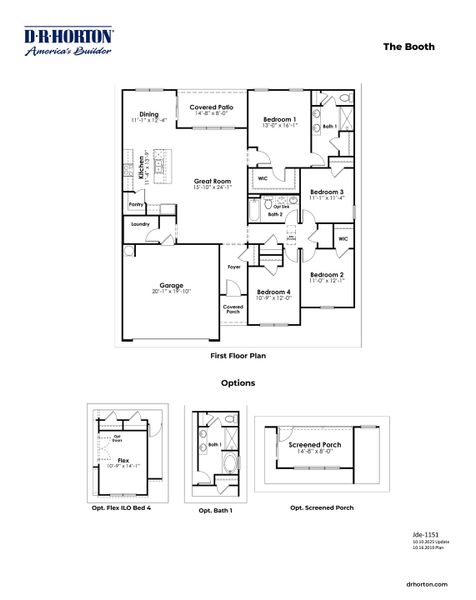 2D floor plan layout of this home in Auberon Woods, Conway, SC (Image 3).