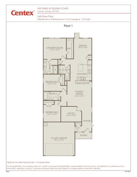 2D floor plan layout of this home in The Pines At Seven Coves, Willis, TX (Image 2).