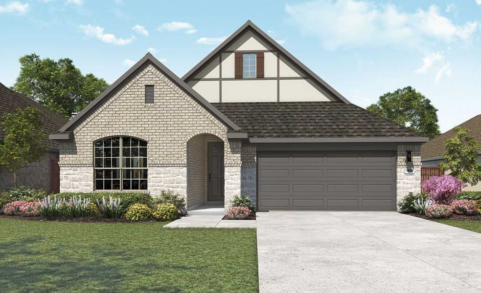 2D floor plan layout for the Mahogany by DRB Homes in Meyer Ranch – Premier, New Braunfels, TX (Image 24).