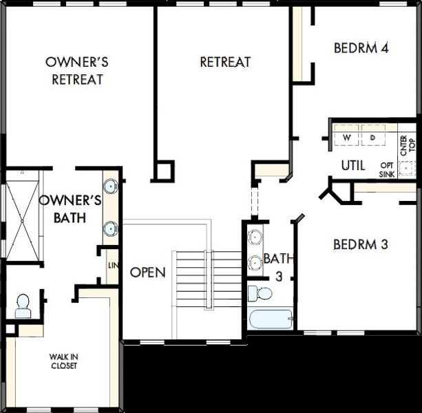 2D floor plan layout of this home in Serenity - The Park Collection, Fuquay Varina, NC (Image 3).