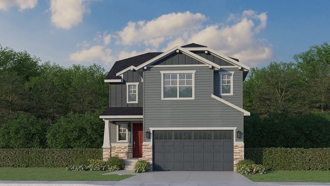 Plan C304 Elevation B with Manufactured Stone