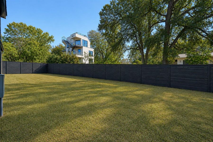 Private backyard with plenty of space for a pool plus completely fenced backyard Private backyard with plenty of space for a pool plus completely fenced backyard
