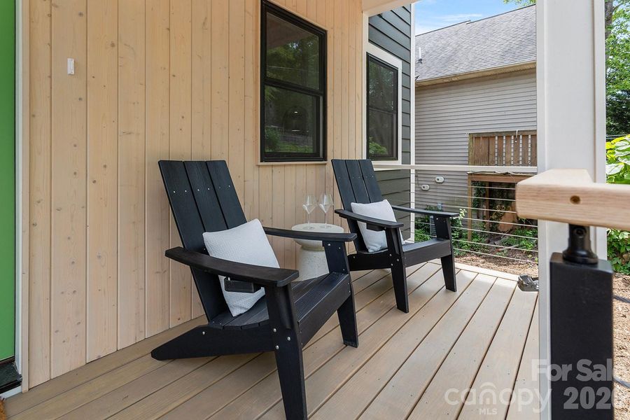 Exterior details and patio area of a home in , Asheville (Image 20).