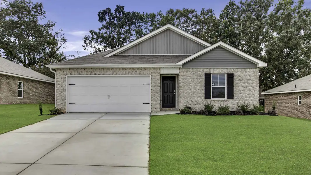 Front exterior of a new home in Bailey Park, Fayetteville, TN, highlighting curb appeal (Image 1).
