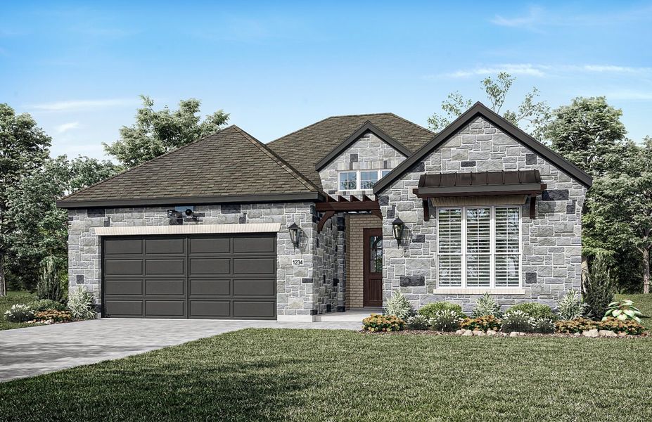 Representative exterior photo of a completed home built from the Castella by Ladera Texas in Ladera at Timberbrook, Justin, TX (Image 17).